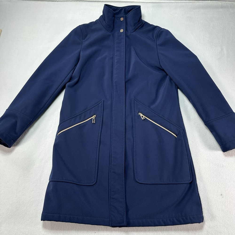 Ivanka Trump Coat Women's Small Navy Blue‎ Long Jacket Missing Hood Preppy